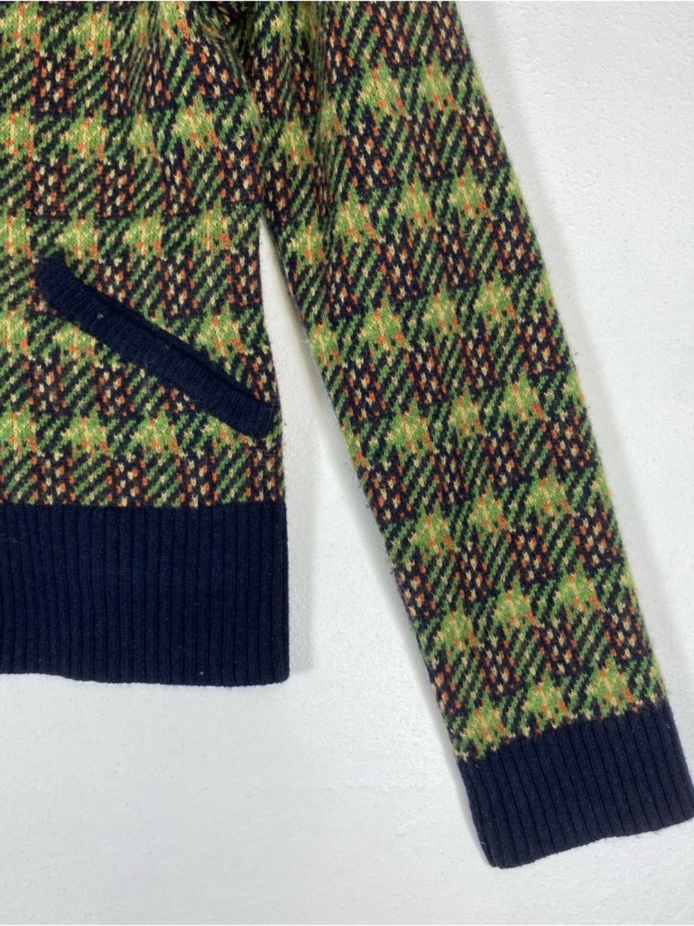 Sparrow Anthropologie Jacket Womens Medium Green Lambswool Cardigan Houndstooth - Picture 5 of 15